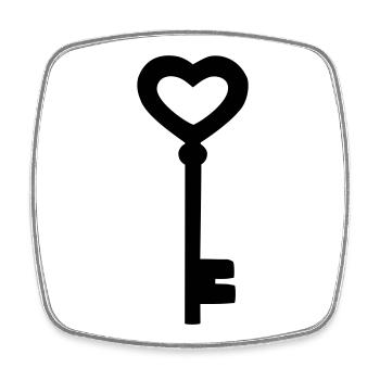 The heart key - Square fridge magnet - white - Front