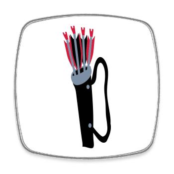 Archery quiver and arrows design by Patjila - Square fridge magnet - white - Front