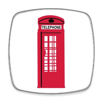 Phone Box London - Viereckiger Kühlschrankmagnet - Weiß - Vorne