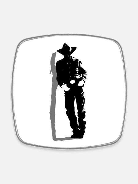 Cowboy - Magnet carré - blanc