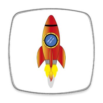 Rakete - Viereckiger Kühlschrankmagnet - Weiß - Vorne