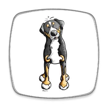 Witziger Schweizer Sennenhund - Viereckiger Kühlschrankmagnet - Weiß - Vorne