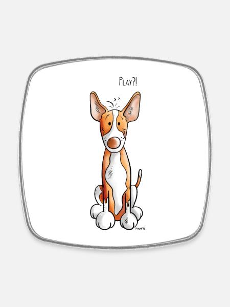 Podenco Play - Chien - Chiens - Animal - Magnet carré - blanc