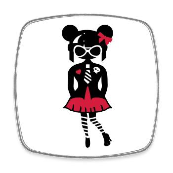 Fille en look anime gothique avec des lunettes de soleil - Magnet carré - blanc - Devant