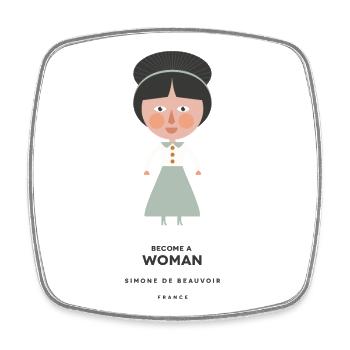 Simone De Beauvoir - Viereckiger Kühlschrankmagnet - Weiß - Vorne