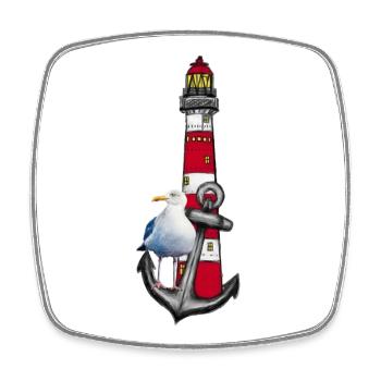 Leuchtturm Strandvogel Grafik Anker - Viereckiger Kühlschrankmagnet - Weiß - Vorne