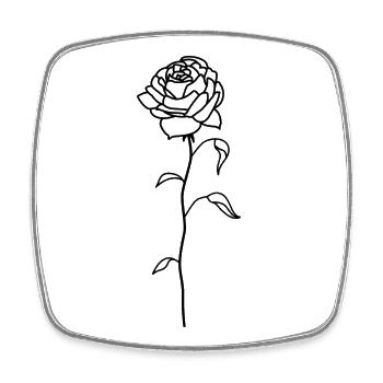 | rose | rose Illustration | Tatouage - Magnet carré - blanc - Devant