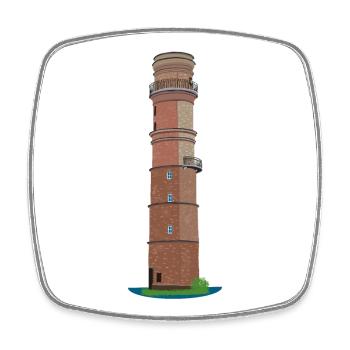 Vieux phare Travemünde sans texte, dessin - Magnet carré - blanc - Devant