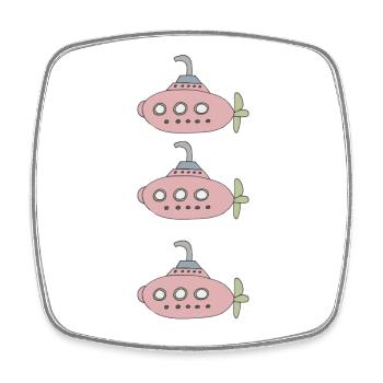 Submarine Triple - Square fridge magnet - white - Front