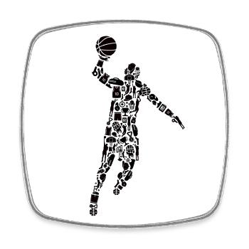 Basketballer Symbole Kinder Jungen Basketball - Viereckiger Kühlschrankmagnet - Weiß - Vorne
