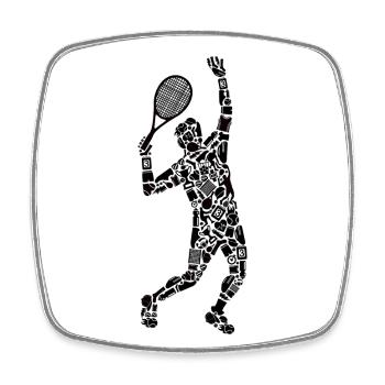 Tennis Coach Symbols Tennis Player Boys Tennis - Square fridge magnet - white - Front