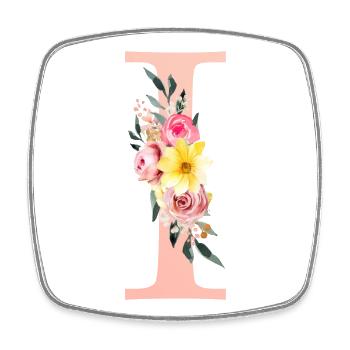 I Monogramme Floral - Magnet carré - blanc - Devant