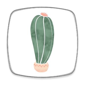 Kaktus im Blumentopf - lang 2 - Viereckiger Kühlschrankmagnet - Weiß - Vorne