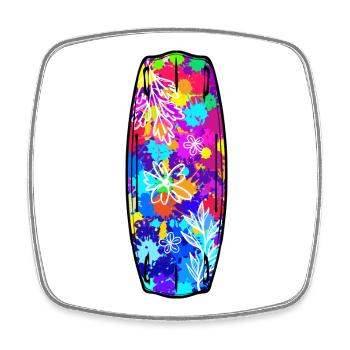 Planche de surf, Sports nautiques, Wakeboard, Surf, Ski nautique - Magnet carré - blanc - Devant