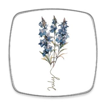 Blaues und weißes Blumendesign - Viereckiger Kühlschrankmagnet - Weiß - Vorne