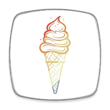Cornet de crème glacée croquis style rétro - Magnet carré - blanc - Devant