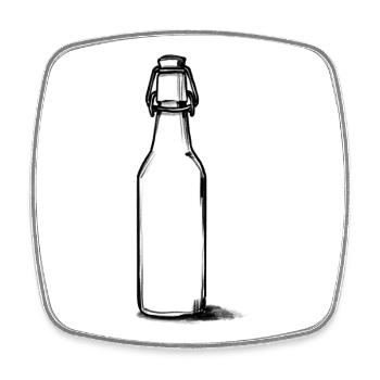 Leere Flasche Bier - Viereckiger Kühlschrankmagnet - Weiß - Vorne