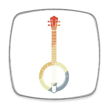 Dessin rétro banjo - Magnet carré - blanc - Devant