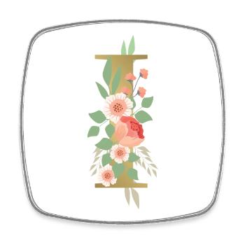 Eleganter Buchstabe 'I' mit Blumen - Viereckiger Kühlschrankmagnet - Weiß - Vorne