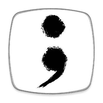 Symbole du point-virgule Santé mentale Prévention du suicide - Magnet carré - blanc - Devant