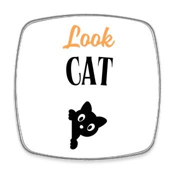 Look Cat - Square fridge magnet - white - Front