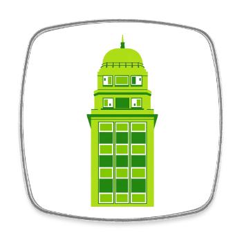 Retro Grüne Turmuhr - Viereckiger Kühlschrankmagnet - Weiß - Vorne