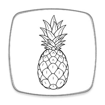 Minimalistic Pineapple - Viereckiger Kühlschrankmagnet - Weiß - Vorne