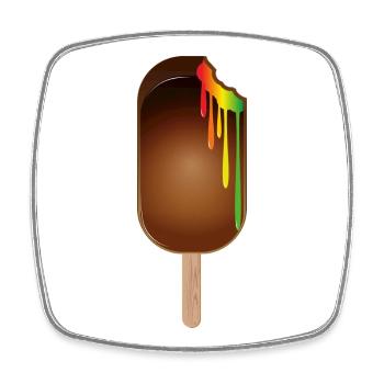 Schokoladen-Eis am Stiel mit Regenbogenfüllung - Viereckiger Kühlschrankmagnet - Weiß - Vorne