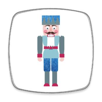 Nutcracker Jeans Christmas Xmas Decoration Wooden Figurine - Square fridge magnet - white - Front