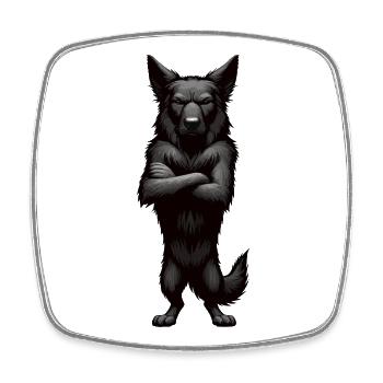 Schwarzer Schäferhund Schäferhundbesitzer  - Viereckiger Kühlschrankmagnet - Weiß - Vorne