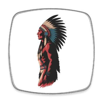 Native Headdress Art Illustration - Square fridge magnet - white - Front