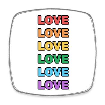Rainbow Love Word Pattern - Square fridge magnet - white - Front
