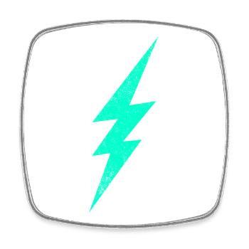 Electric flash graphic on trendy H interior - Square fridge magnet - white - Front