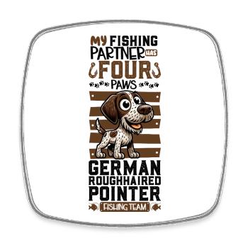 Pêche et German Shorthair - Magnet carré - blanc - Devant