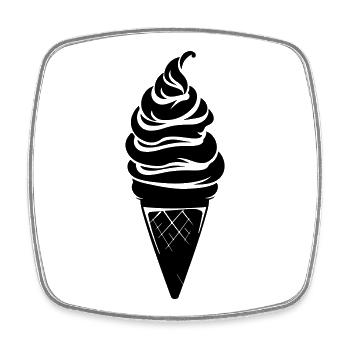 Icecream Cone Silhouette - Square fridge magnet - white - Front