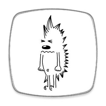 Mürrischer Igel – Kawaii Stachel Comic - Viereckiger Kühlschrankmagnet - Weiß - Vorne