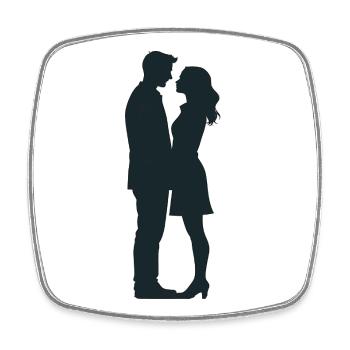 Couple - Cool Silhouette Logo - Magnet carré - blanc - Devant