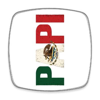 Mexiko Pride Flagge Adler Vintage Look - Viereckiger Kühlschrankmagnet - Weiß - Vorne