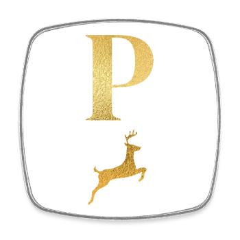 Buchstabe p goldener Hirsch - Geschenkidee - Viereckiger Kühlschrankmagnet - Weiß - Vorne