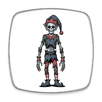 Creepy Christmas Zombie Skeleton Gnome Gothic - Square fridge magnet - white - Front