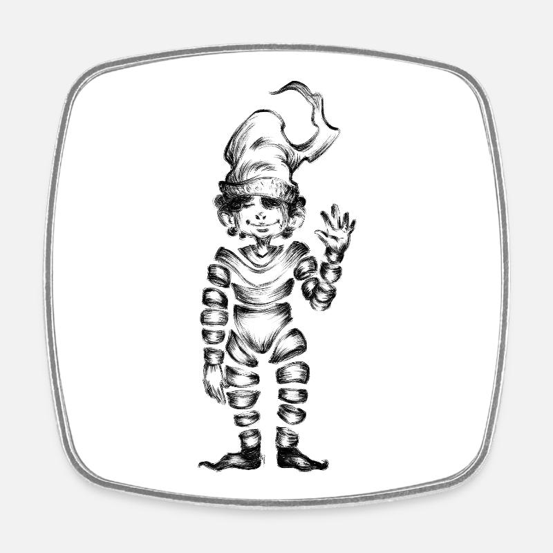Small black invisible - Square fridge magnet - white