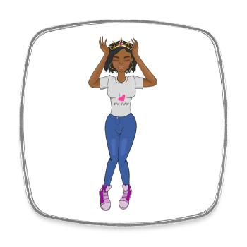 Black Girl Crown Queen Natürliches Haar Afro-Mode P - Viereckiger Kühlschrankmagnet - Weiß - Vorne
