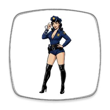 Pin-up-Polizist - Viereckiger Kühlschrankmagnet - Weiß - Vorne