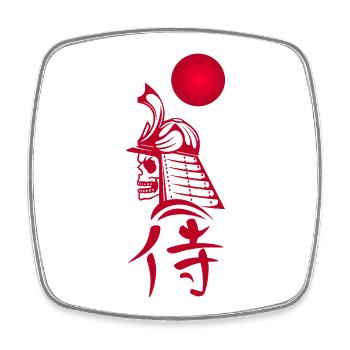 Samouraï fantôme et soleil rouge - Magnet carré - blanc - Devant