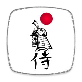 Black Samurai and Red Sun - Square fridge magnet - white - Front