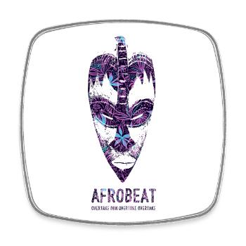 Neon Tropical Floral Afrobeat Mask - Square fridge magnet - white - Front