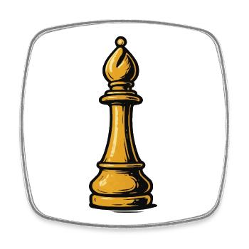 Goldener Läufer Schach-Icon - Viereckiger Kühlschrankmagnet - Weiß - Vorne
