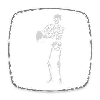 Skeleton Brass Serenade - Square fridge magnet - white - Front