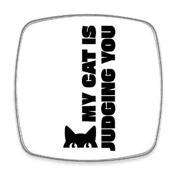 MON CHAT TE JUGE - Magnet carré - blanc - Devant