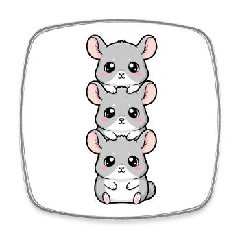 Cute Chinchilla Kawaii Cartoon Cozy Vibes - Square fridge magnet - white - Front